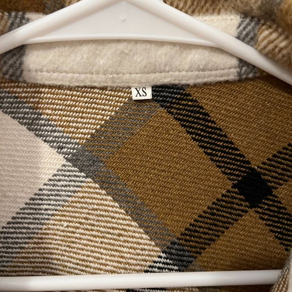 Plaid Wool Blend Button Down Long Sleeve Shacket/Jacket/Shirt XS - Picture 3 of 3